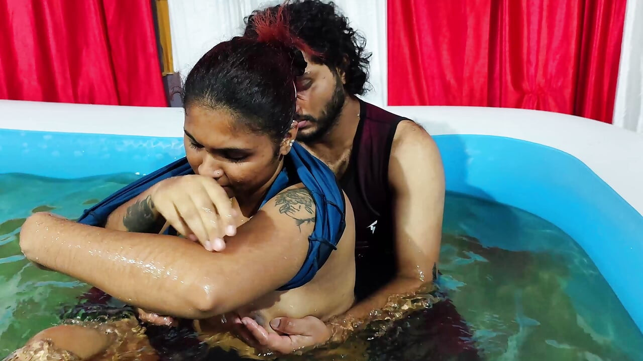 Hot pool romance with boobs press and ass romance