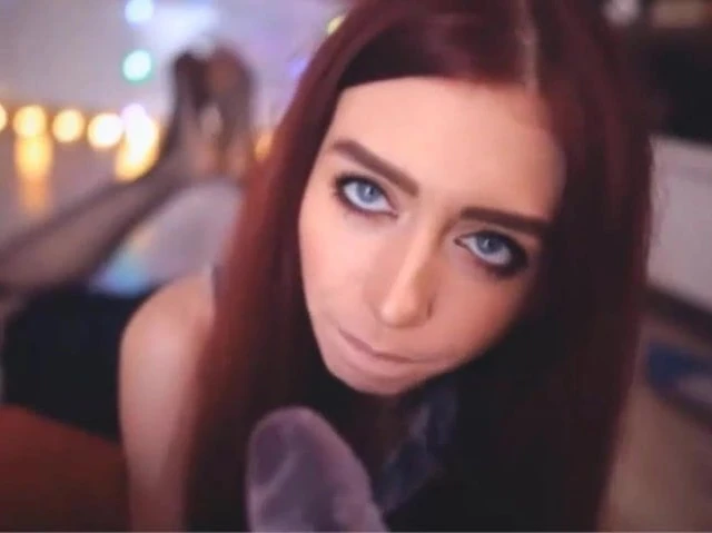 Purple dildo deepthroat pretty eyes