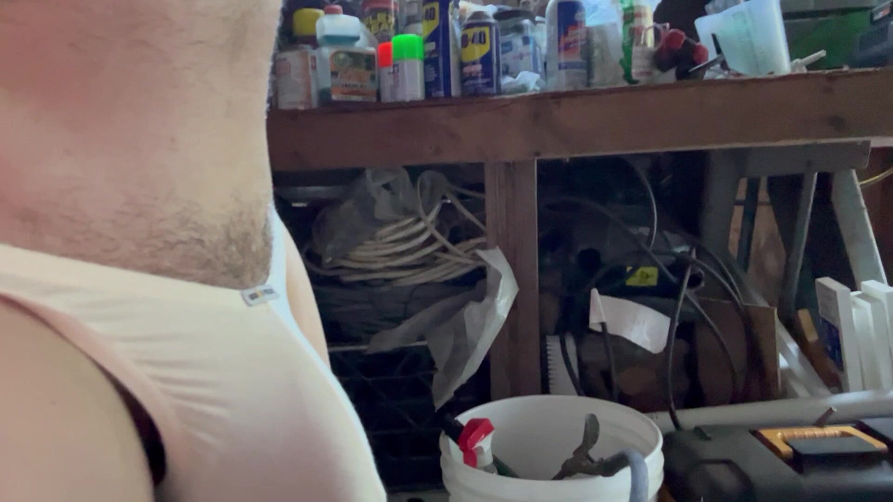 In the shed playing and flashing till wife calls