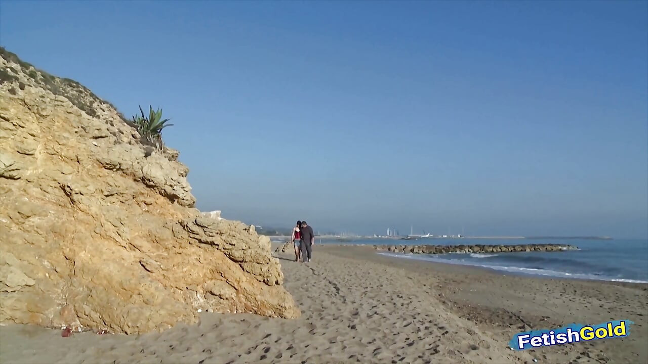 Stepfather fucks his young skinny stepdaughter on a beach