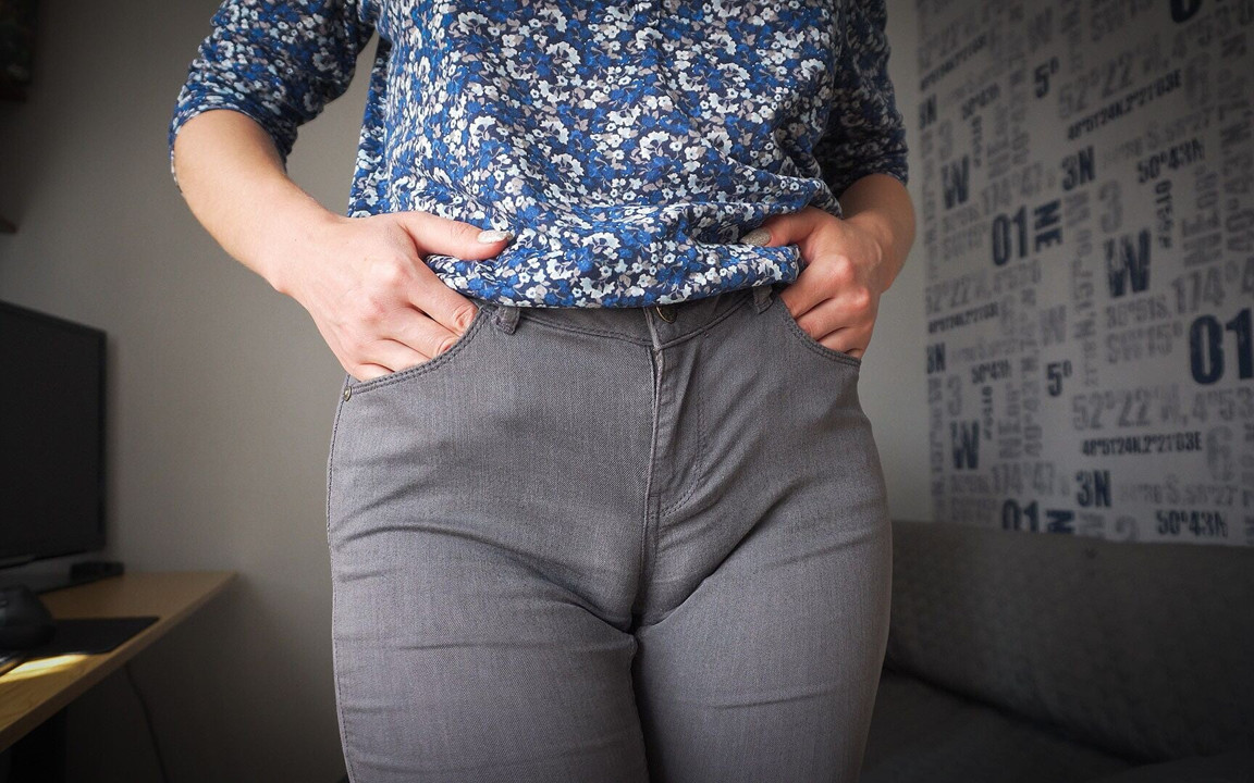 Naughty Colleague Seduces You with Camel Toe in Tight Jeans