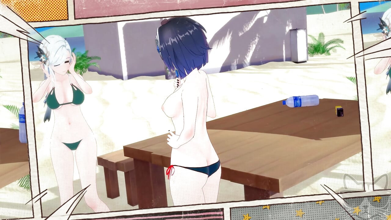 Yelan x Shenhe beach time ! (genshin impact)