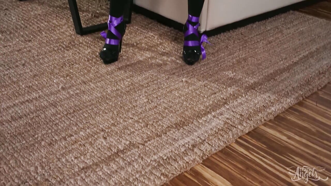 Trans Angels - Andrea Zhay Is Wrapped up Head to Toe in Beautiful Violet Ribbons, Waiting