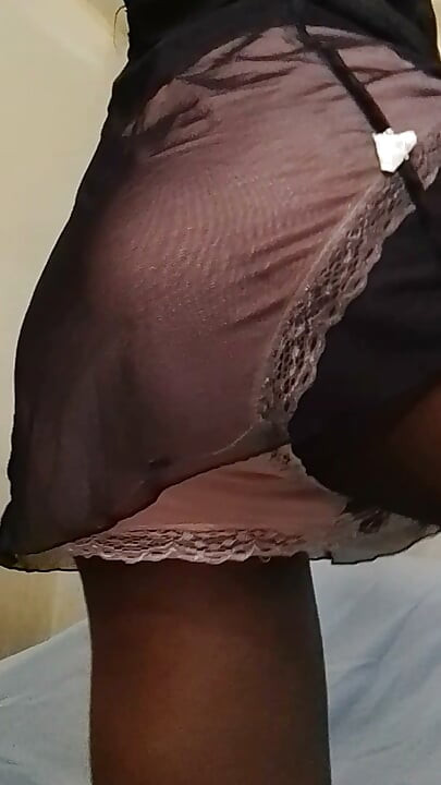Sissy Ebony looking Sexy in lingerie