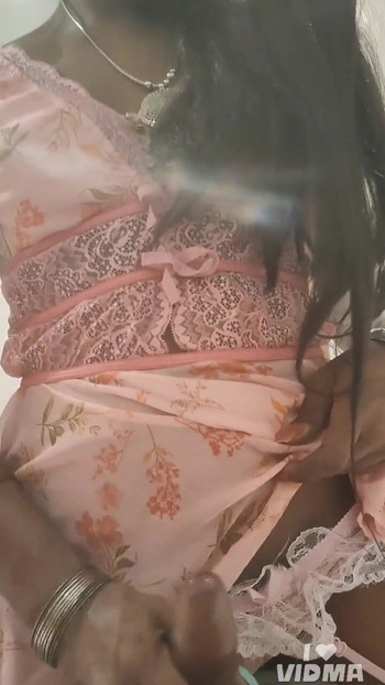 Must-see moment from "Indian sissy crossdresser strocking and sucking big cocl"