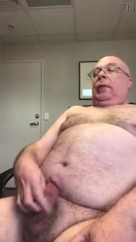 Bald bear daddy masturbating