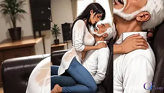 Old cocks fuck +19 girls hard cartoon kissing, deep pussy pounding, messy cum