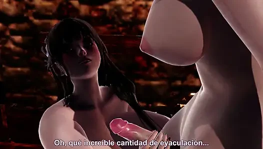 3 boyutlu animasyon - büyük penisli kız iki sahibesi tarafından sürüleniyor BDSM rolü +18 hentai 3D