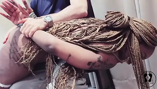 Spanking and Duct Tape Bondage Ebony Maid for Being Dirty