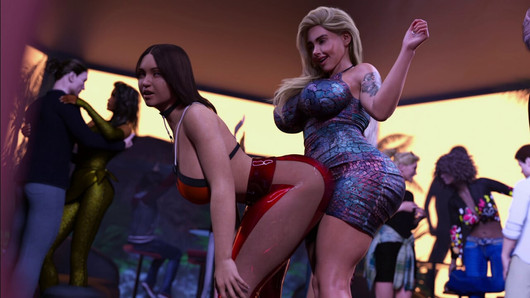 Țâțoasa Luna prinsă de două mature Futas Ishani și Taylor în petrecerea din clubul de noapte