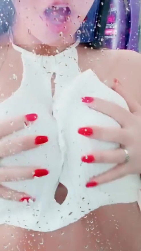Sexy big boobs and perfect ass latina taking a shower BOOBS AND ASS AGAINST THE GLASS | Clip 1
