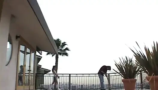 Small breast Asian babysitter seduces then fucks horny old man in bed