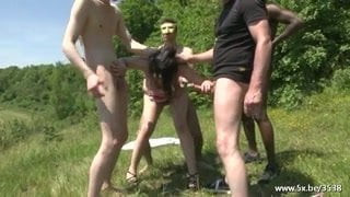 Outdoor gangbang for Melissa