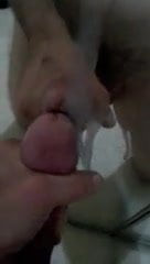 Big cock cum in mirror