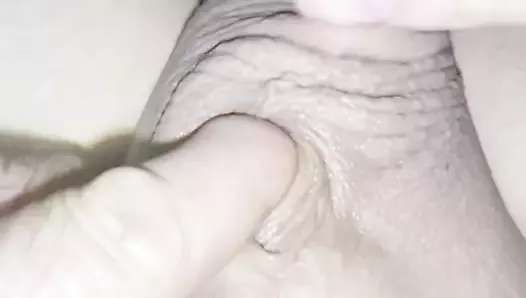 Shaved, inverted cock thumb job