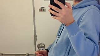 Jerking off and Cumming on Plane. Wish You Were Here to Take My Cum Into Your Mouth!