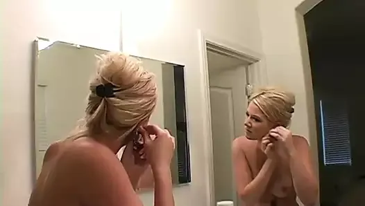 Hot naked blonde teen gets ready