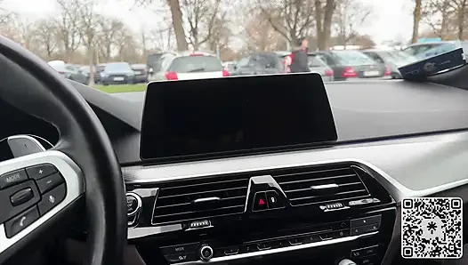 Public Parking Lot Handjob Next to Stranger and Bus Cum Finish