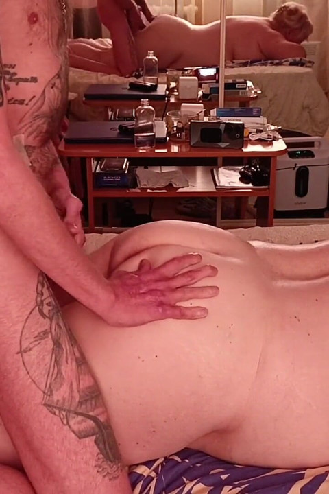 Mother-in-law Gets an Oil Massage Fucked in the Ass and Pussy with Cum on Her Buttocks