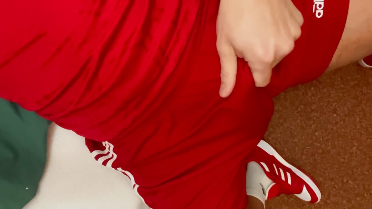 Soccer boy teasing and jerking. Bi guy Levi