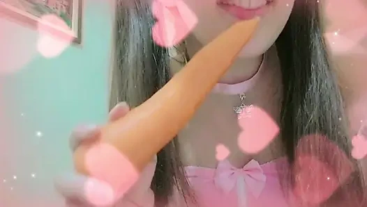 Your cute little bunny getting a hard and big carrot and moaning for u
