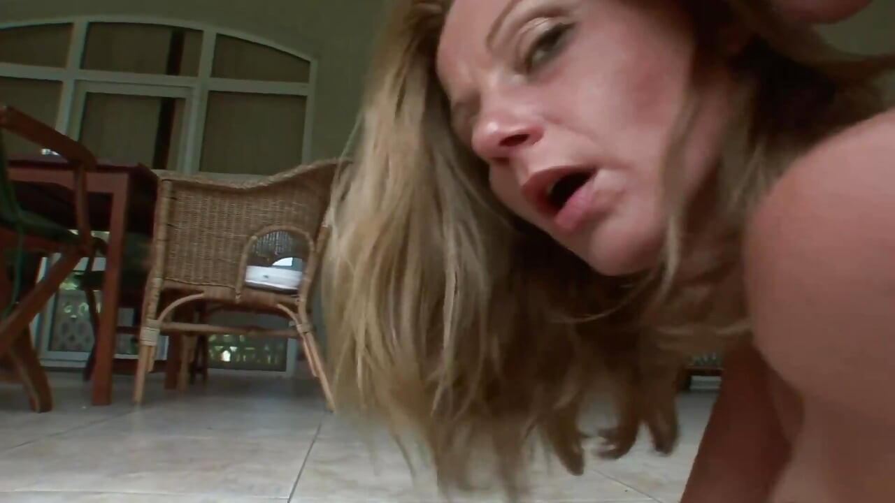 Blonde mature with small tits sucking and riding dick outdoors