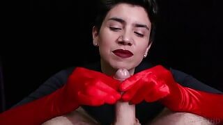 Cum on Red Opera Gloves