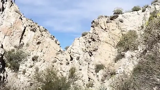 OUTDOOR blowjob while hiking in the desert - AMATEUR WMAF - Cum in Mouth PUBLIC BJ Swallow