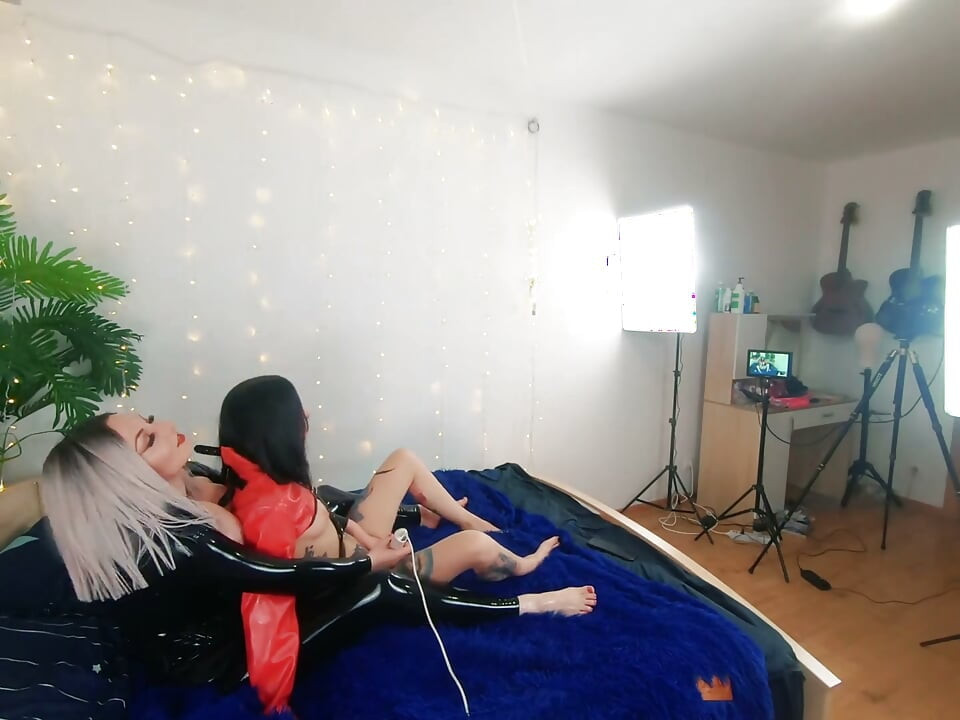 Backstage of Pretty Lesbian Fetish Girls Doing Sex Video. Positive Femdom, Sex Play, Latex Leather