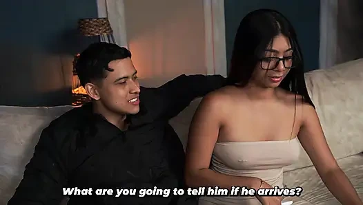 Brunette stepsister loves her muscular stepbrother's cock, so she knows how to get him hard