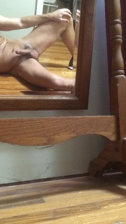 Jerking hard cock