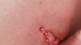 Fucking her with my pierced cock, right after I pierced her