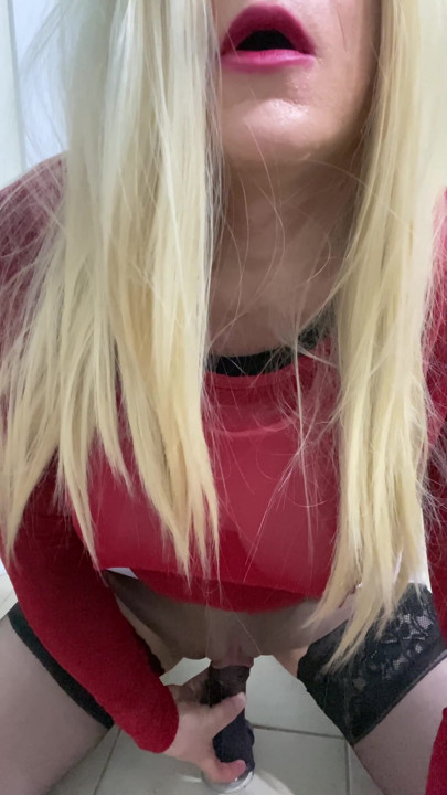 The real part 2 of sexy Crossdresser wearing a fake pussy and heels stockings fucking heralded with a dildo | Clip 1