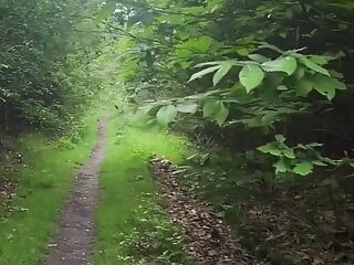 Naked walk in woods for almost an hour got me horny, huge cumshot near end