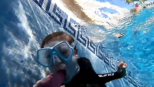Wetsuit Underwater Dildo Blowjob - Neoprene Masked Suck Slut