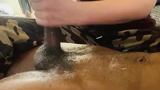 Daddy's gets a creamy lotion soaked Footjob