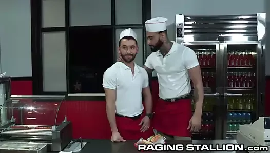 RagingStallion Big Fat Meat Orgy at the Diner! 
