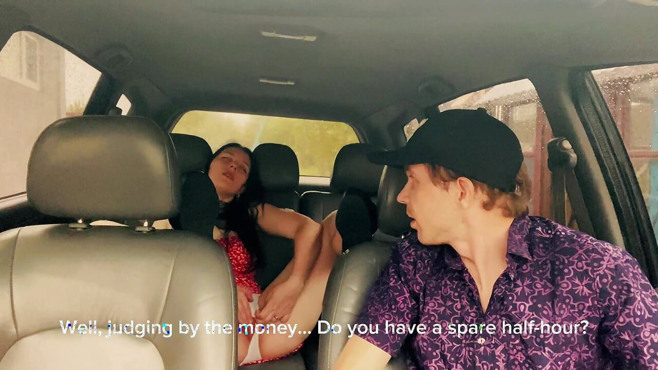 Wife cheating with a taxi driver in the car outside the house