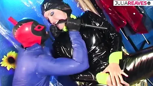 Fucking in a full body latex suit