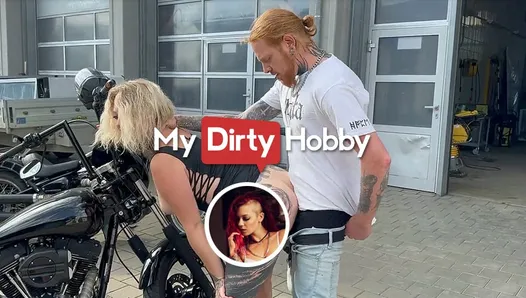 MyDirtyHobby - Busty blonde swallows cum in public