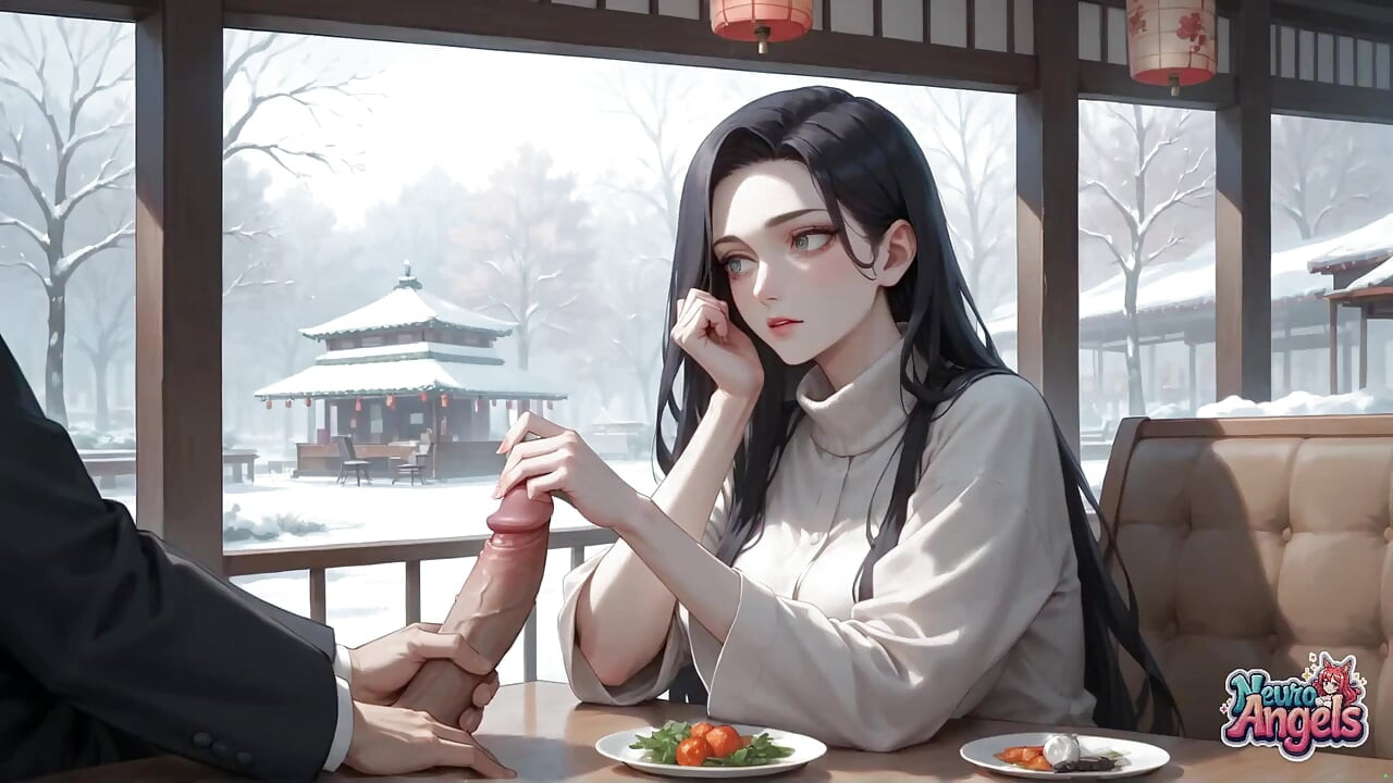 Sexy, Dirty Seduction in a Snowy Caf with Kimono Cream Drip - Horny, Hardcore Porn!