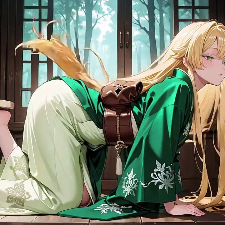 Lazy Japanese Corridor Morning, She Breathes Heavy Touching Her Chest with a Hazy Gaze Waiting for Your Touch