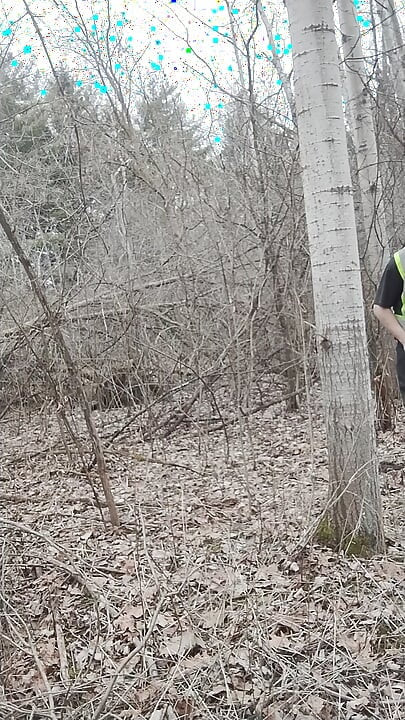 Fat guy jerking & cumming in forrest pt. 12