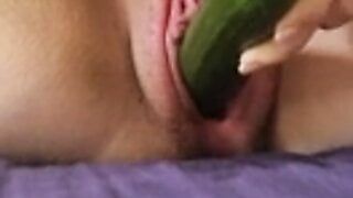 Made to squirt by a cucumber