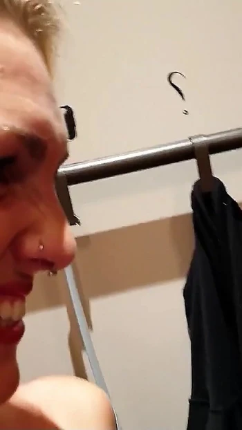 Captivating moment from "German Public Scandal FFM 3Some in Changing Room with two Dirty Girls"