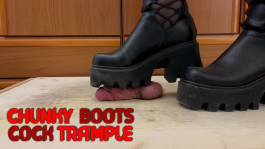 Chunky Aggressive Boots Hard Crushing Cock and Balls - CBT Bootjob Trample with TamyStarly