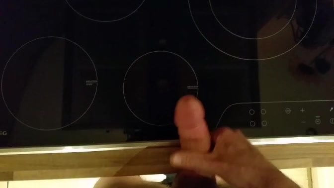 Cumming in the kitchen