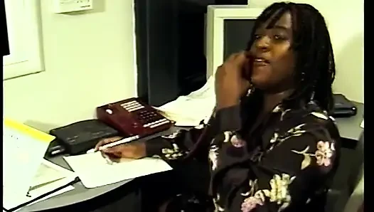 Black couple takes a break for hardcore fucking in the office