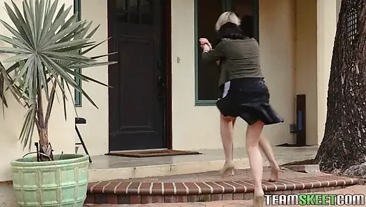 Bossy dyke takes advantage of cute teen