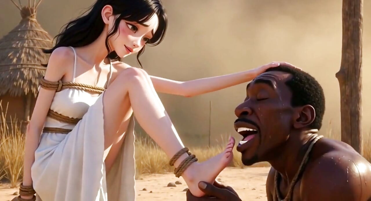 White Woman Tied in Africa - African Man Licking Her Feet